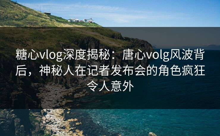 糖心vlog深度揭秘：唐心volg风波背后，神秘人在记者发布会的角色疯狂令人意外
