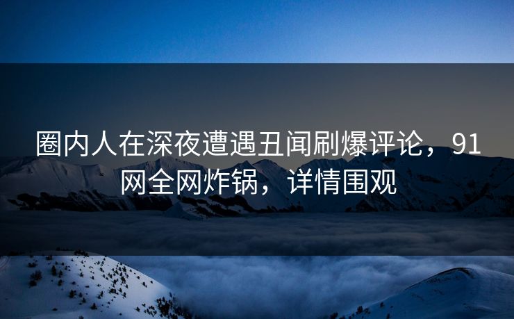 圈内人在深夜遭遇丑闻刷爆评论，91网全网炸锅，详情围观