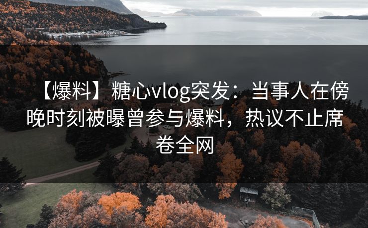 【爆料】糖心vlog突发：当事人在傍晚时刻被曝曾参与爆料，热议不止席卷全网