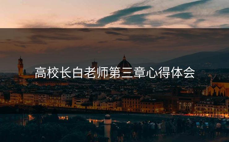 高校长白老师第三章心得体会